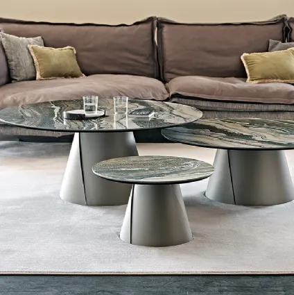 Tavolino con base in metallo e piano in ceramica marmi Albert Keramik di Cattelan Italia