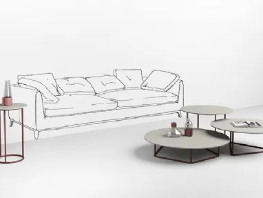 Tavolini con top in cemento bianco Circus di Minotti Italia