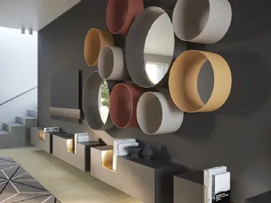 Specchi circolari da parete con cornice in metallo Dot di Minotti Italia