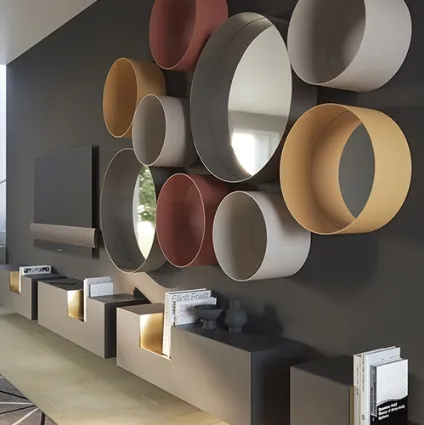 Specchi circolari da parete con cornice in metallo Dot di Minotti Italia