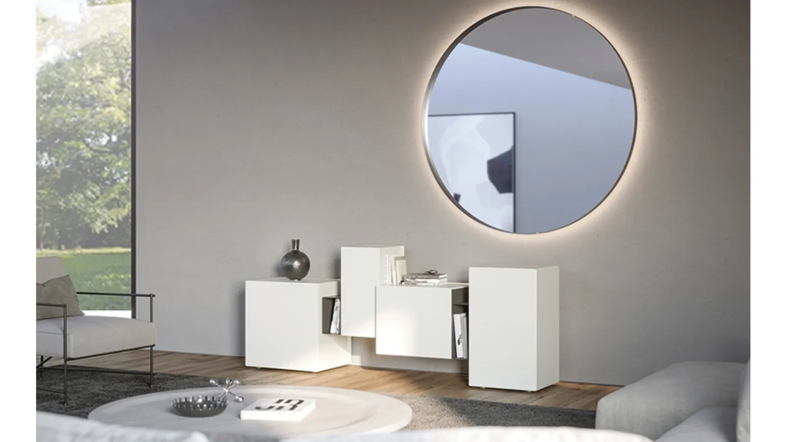 Specchio FullMoon di grandi dimensioni di Minotti Italia