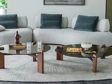 Tavolino Lagoon in vetro e legno di Cattelan Italia