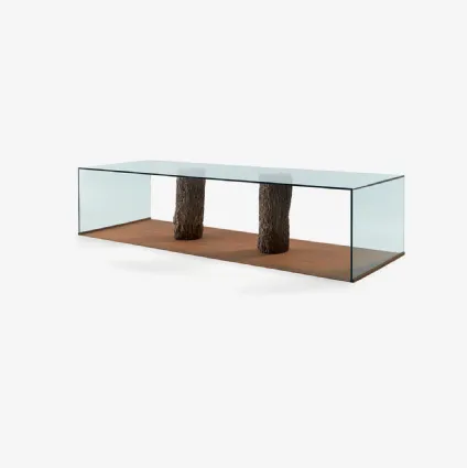 Tavolino di design Laguna in vetro e legno massello di Riva1920