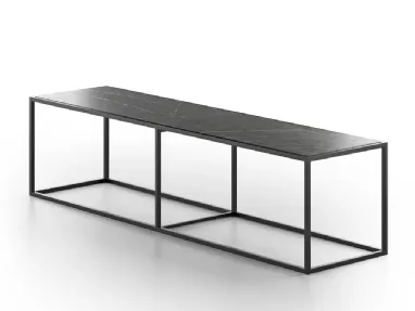 Tavolino Panca in pietra Gray Stone e base in metallo Minimal di Doimo Salotti