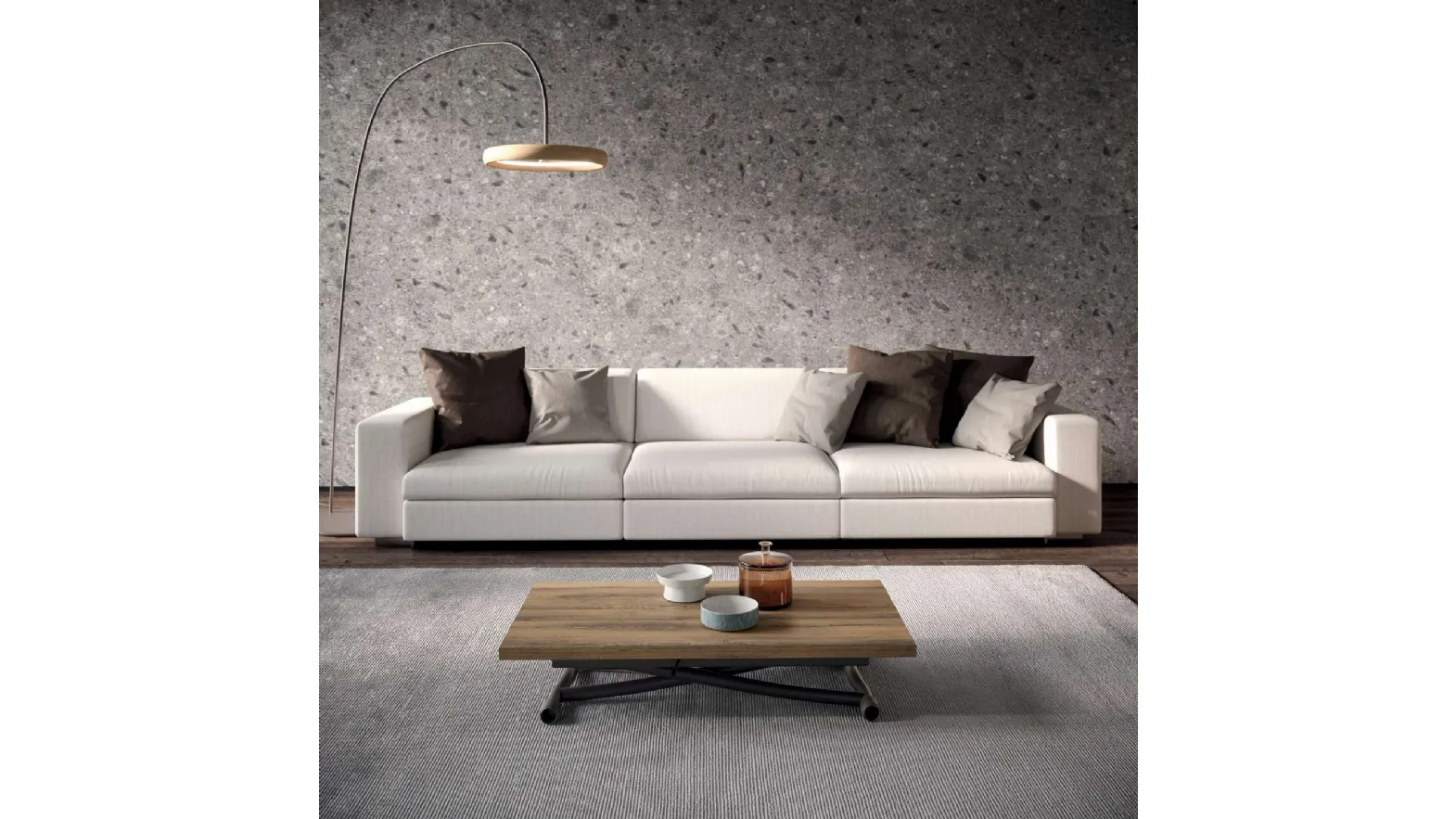 Tavolino Trasformabile Sydney in Eco Legno Vecchio Antico e metallo di Ozzio