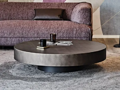 Tavolino rotondo con top in legno verniciato Brushed Grey Arena di Cattelan Italia