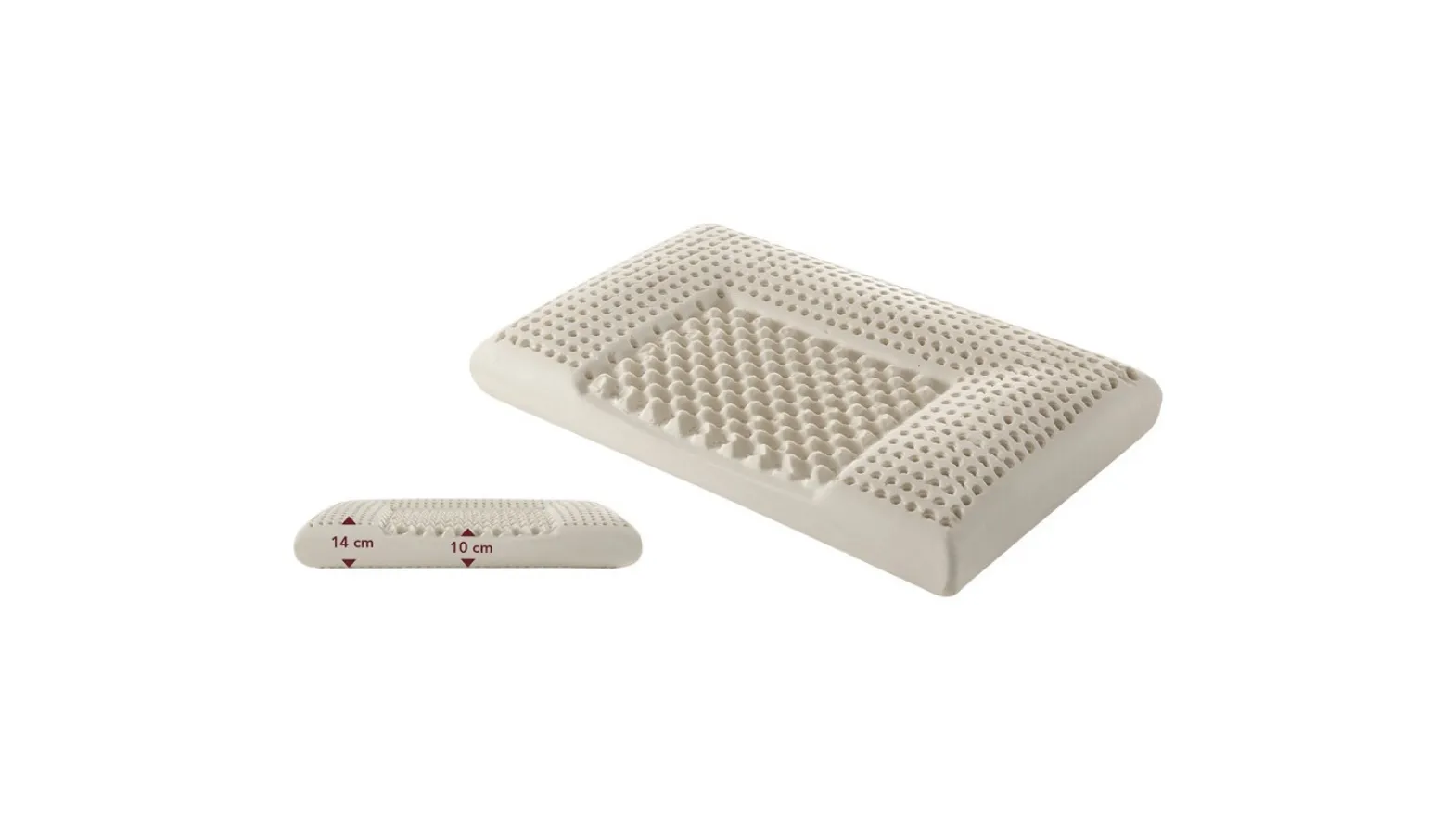 Guanciale Lattice massaggiante ergo con sagomatura ergonomica ribassata al centro di Sogno Veneto