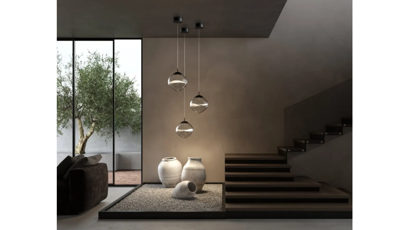 Lampada a sospensione in vetro Aether di Lumina
