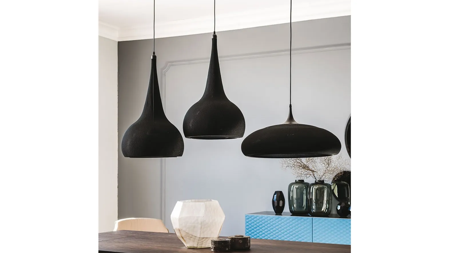 Lampada a sospensione con rivestimento in maglia Byblos di Cattelan Italia