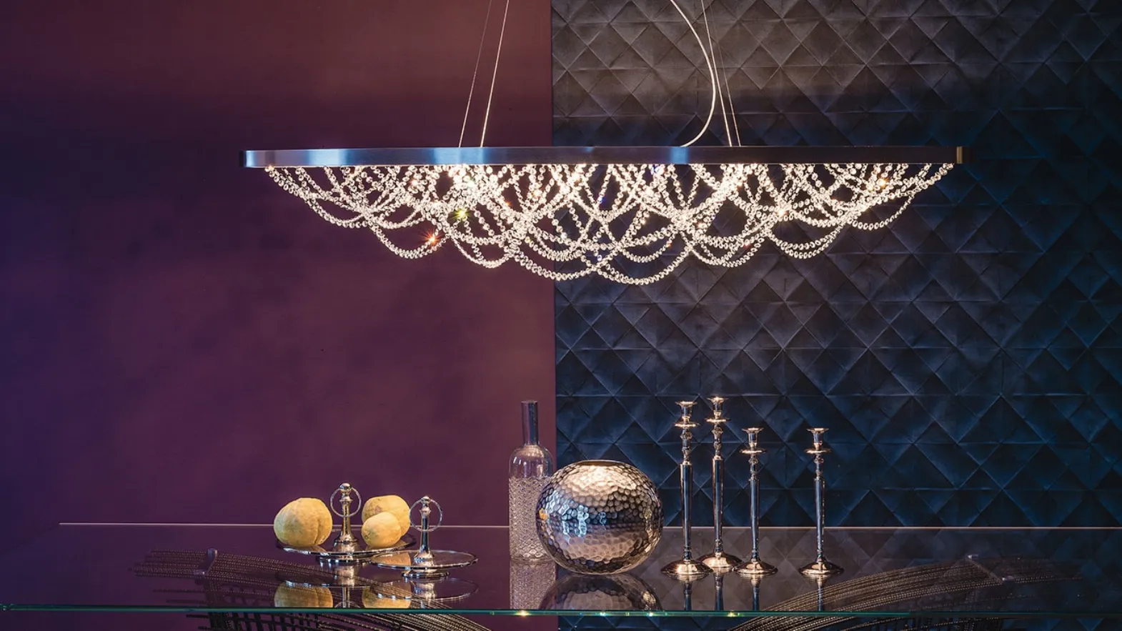Lampadario a soffitto con pendagliere in cristallo Cristal di Cattelan Italia