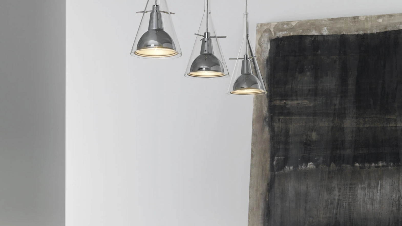 Lampada a sospensione Flûte in vetro e alluminio di Fontana Arte