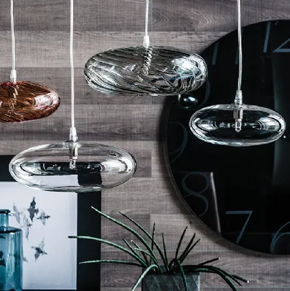 Lampada a sospensione in vetro borosilicato trasparente Lim di Cattelan Italia