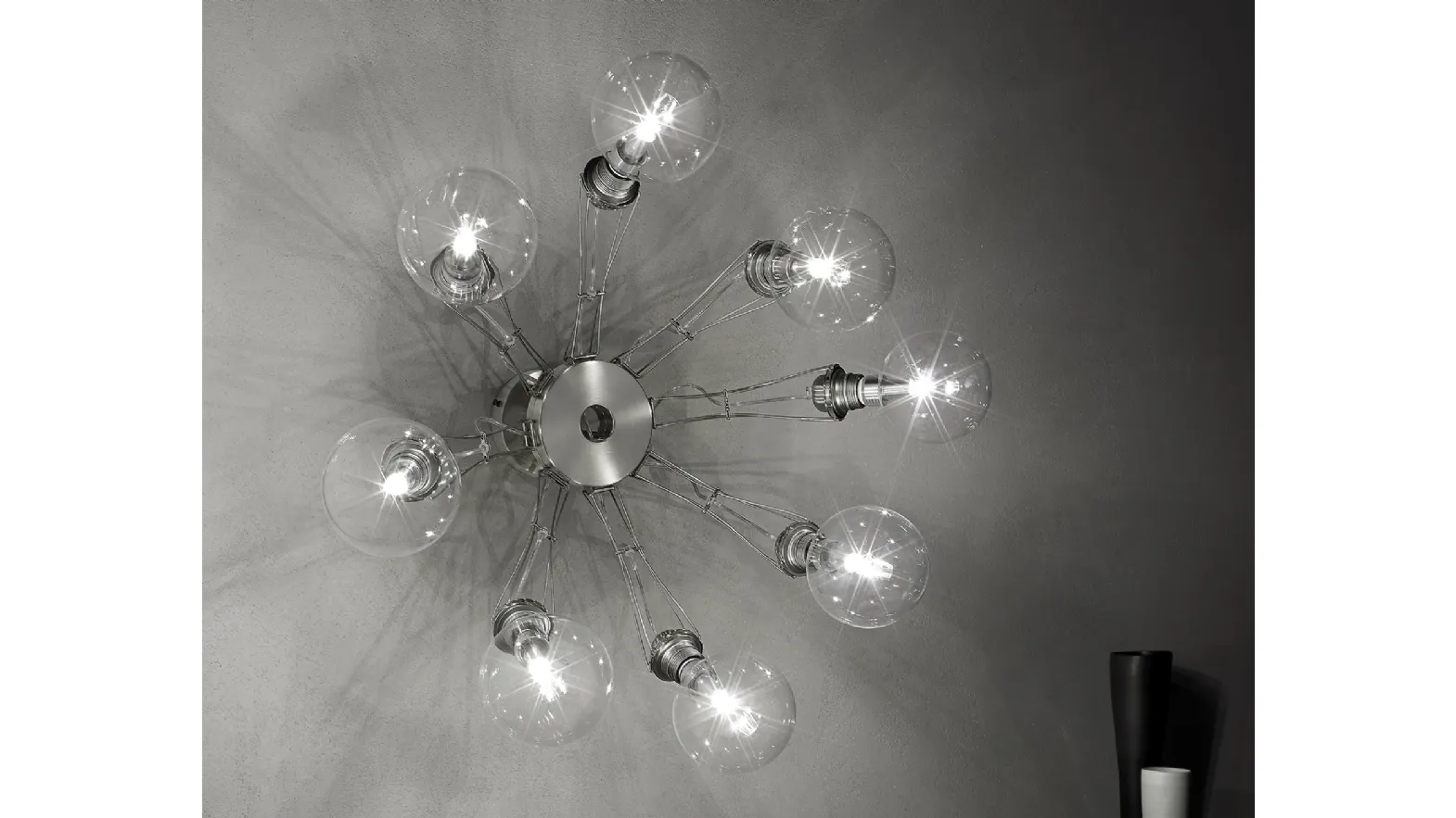 Lampada da parete in metallo e vetro Matrix 8 P di Lumina