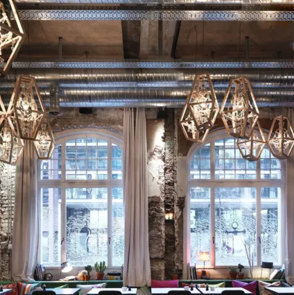 Lampada a sospensione in cristallo con struttura in legno Crystal di Mogg
