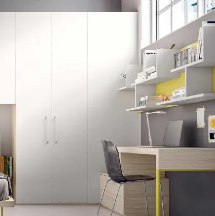 Armadio a ponte con ante battenti in laccato Bianco opaco Corner di Clever