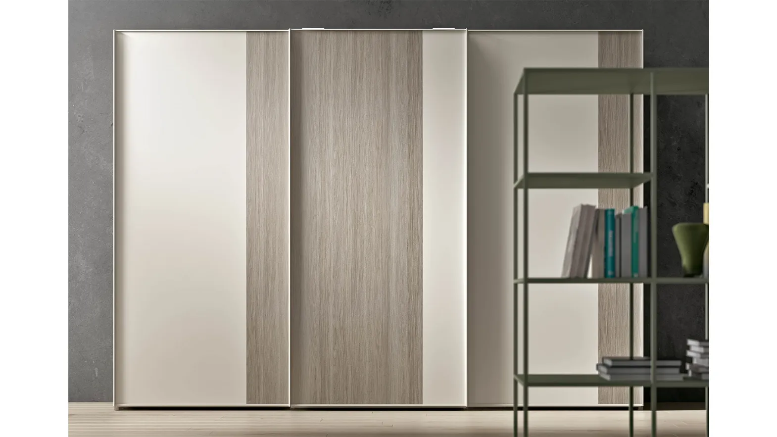Armadio dal design raffinato in laccato opaco e melaminico Slim Scorrevole di Clever