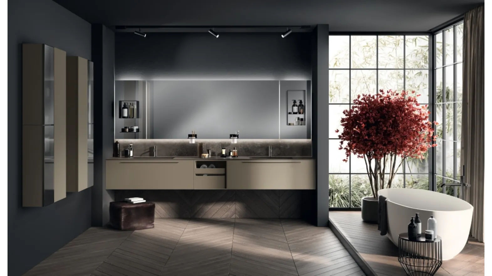 Mobile da Bagno Aquo Laccato Opaco Fumé di Scavolini Bathrooms