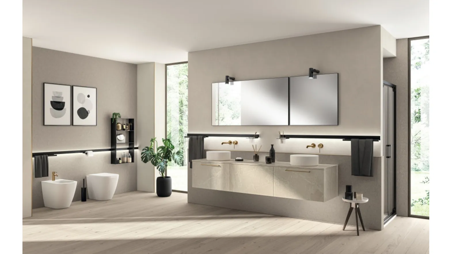 Mobile da Bagno Aquo Laminato Pietra Venus di Scavolini Bathrooms