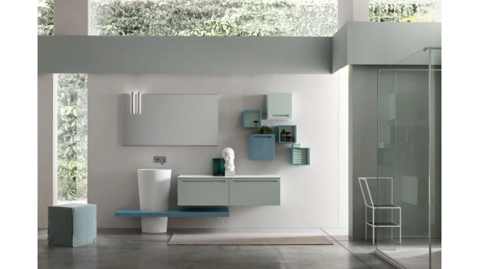 Mobile da Bagno sospeso in laccato opaco The verde Rush 29 di Arcom