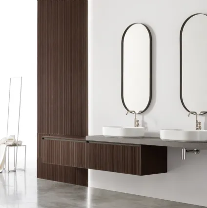 Mobile da Bagno sospeso in melaminico finitura Riga Carbone Shape 18 di Arcom