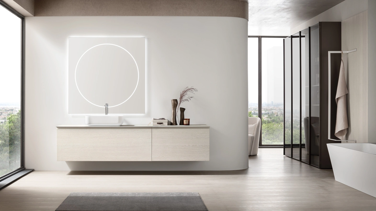 Mobile da Bagno sospeso Soul 21 in rovere sbiancato di Arcom