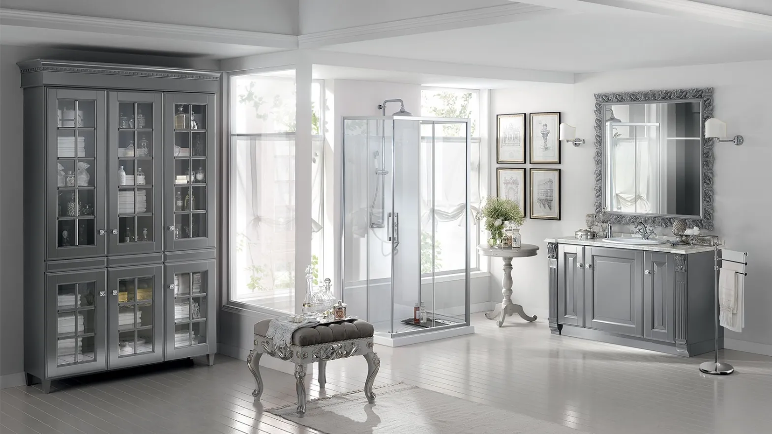 Mobile da Bagno Baltimora in laccato opaco Grigio Vulcano di Scavolini Bathrooms