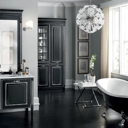 Mobile da Bagno Baltimora in laccato opaco Nero con decori Argento di Scavolini Bathrooms