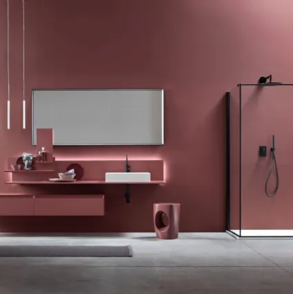 Mobile da Bagno sospeso di design Dafne 01 in laccato opaco di Arcom