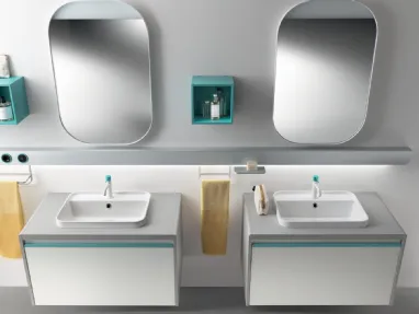 Accessori da Bagno Dandy Plus Pensili a Giorno Laccato Opaco Blu Agave di Scavolini Bathrooms
