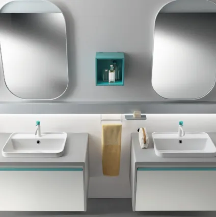 Accessori da Bagno Dandy Plus Pensili a Giorno Laccato Opaco Blu Agave di Scavolini Bathrooms