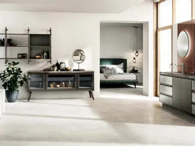 Mobile da Bagno Diesel Open Workshop con ante in Vetro Ribbed Glass di Scavolini Bathrooms