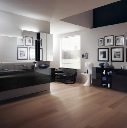 Mobile da Bagno Font in Vetro Laccato Lucido Nero Ardesia di Scavolini Bathrooms