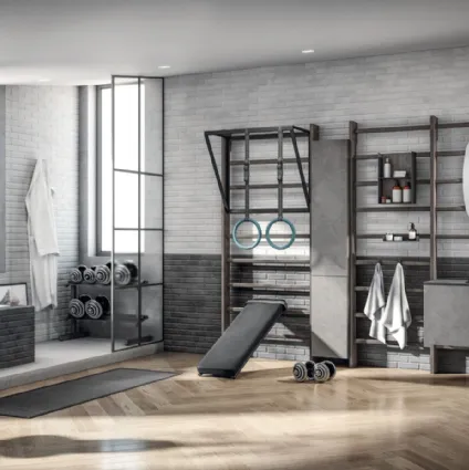 Mobile da Bagno Gym Space in Decorativo Oxide Steel di Scavolini Bathrooms