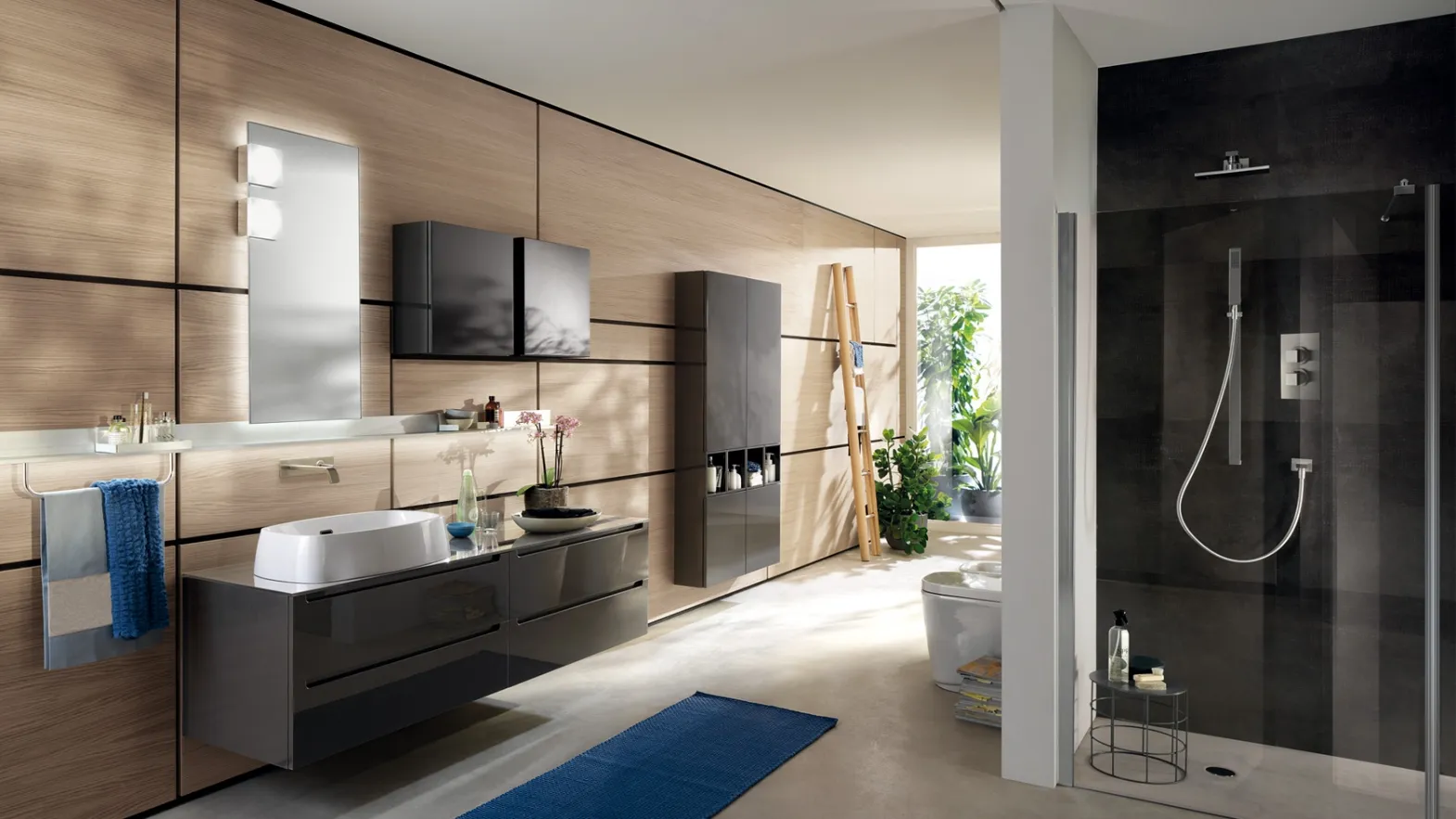 Mobile da Bagno Idro in laccato lucido Grigio Ferro di Scavolini Bathrooms