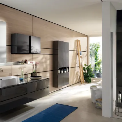 Mobile da Bagno Idro in laccato lucido Grigio Ferro di Scavolini Bathrooms