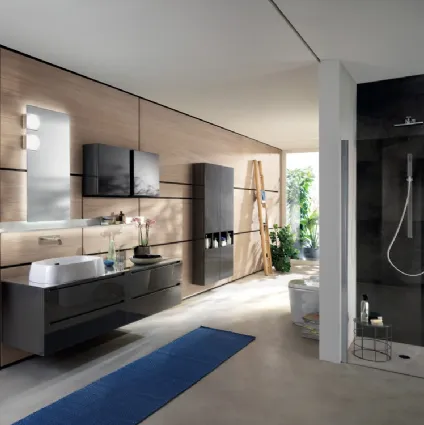 Mobile da BagnoIdro Laccato Lucido Grigio Ferro di Scavolini Bathrooms