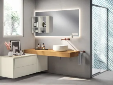 Mobile da Bagno Lagu Laccato Opaco Bianco Prestige e Rovere di Scavolini Bathrooms