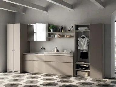 Mobile da Bagno Laundry Space Laccato Opaco Grigio Selce di Scavolini Bathrooms