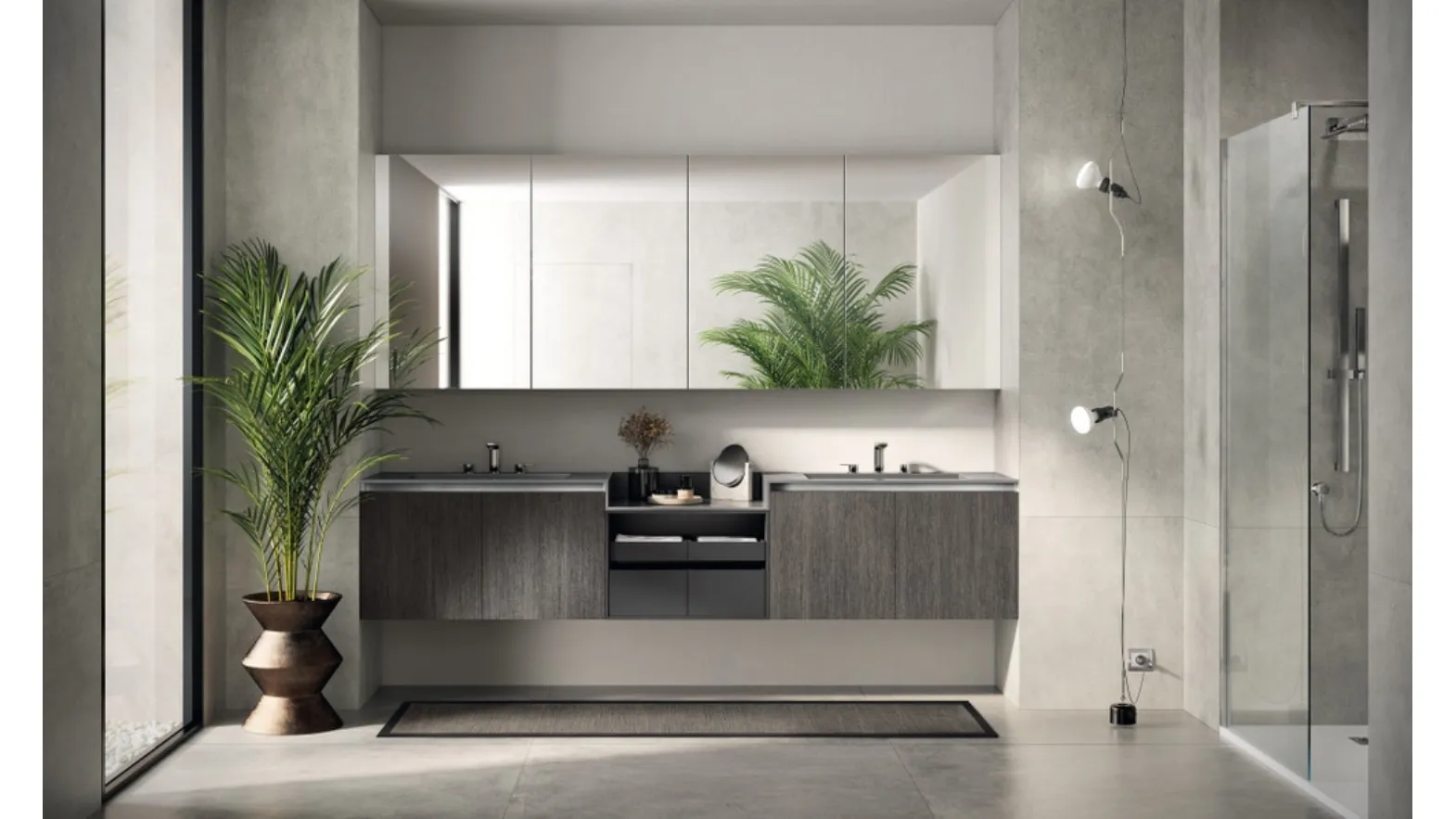 Mobile da Bagno Lido in decorativo Oriental e Laccato Grigio Opaco di Scavolini Bathrooms