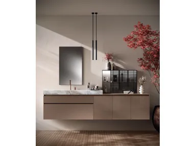 Mobile da BagnoLido Laccato Opaco e Vetro Dogato Grigio Dosé di Scavolini Bathrooms