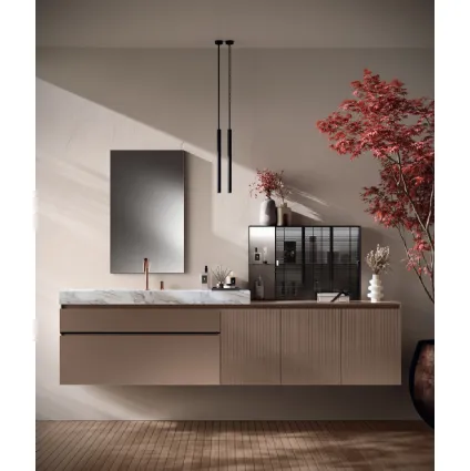 Mobile da BagnoLido Laccato Opaco e Vetro Dogato Grigio Dosé di Scavolini Bathrooms