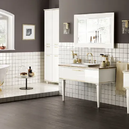 Mobile da Bagno Magnifica in laccato lucido Bianco Prestige e profili Oro di Scavolini Bathrooms