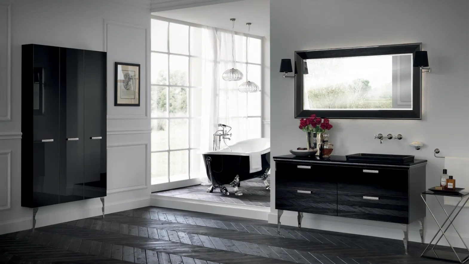 Mobile da Bagno Magnifica in laccato lucido Nero Ardesia di Scavolini Bathrooms