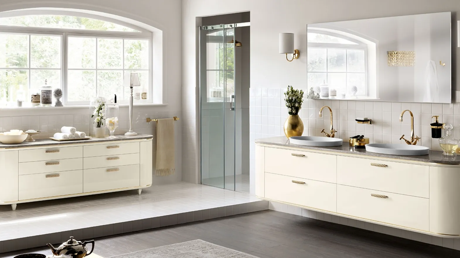 Mobile da Bagno Magnifica in laccato lucido Panna Porcellana di Scavolini Bathrooms
