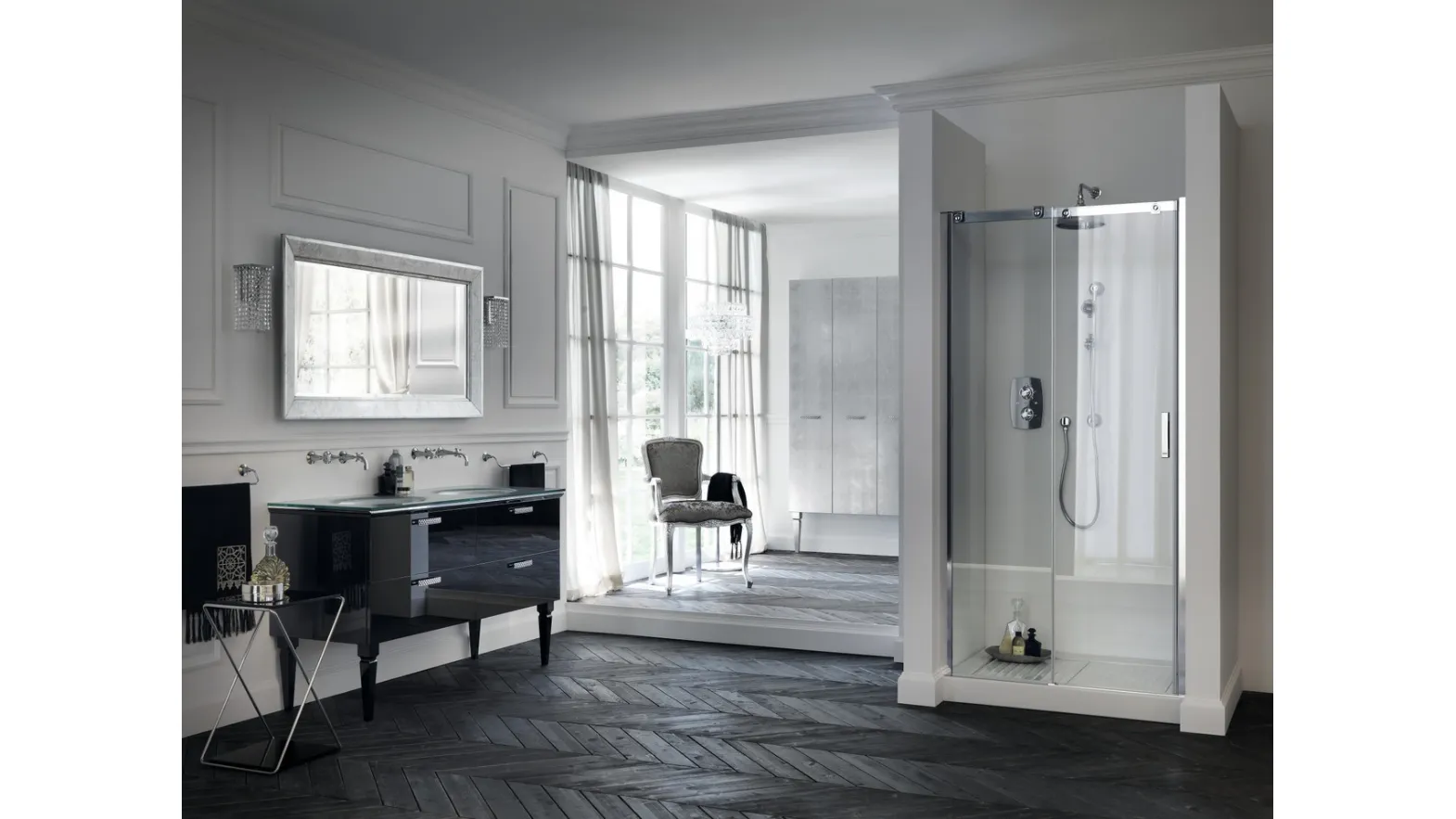 Mobile da Bagno Magnifica Laccato Lucido Nero Ardesia di Scavolini Bathrooms
