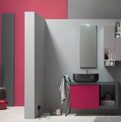 Mobile da Bagno sospeso laccato opaco E-Ly 54 di Arcom
