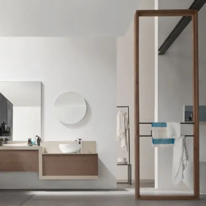 Mobile da Bagno sospeso in Rovere con top color Sabbia Soul 05 di Arcom