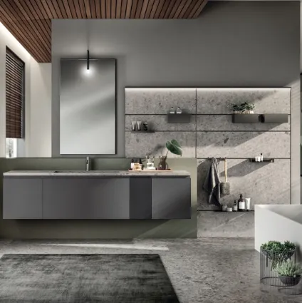 Mobile da Bagno Tratto Laccato Opaco Grigio Ferro di Scavolini Bathrooms