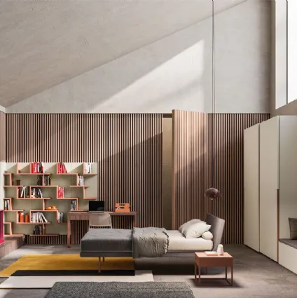 Cameretta componibile in laccato opaco con letto matrimoniale Start T12 di Clever