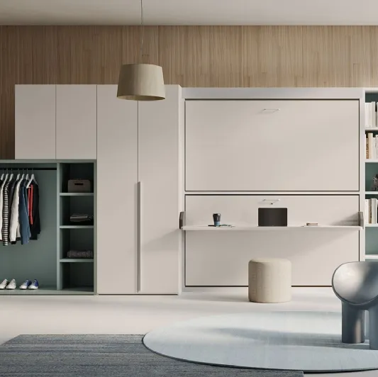 Letto singolo a scomparsa in laccato opaco Ortensia e melaminico Im 22 08 Nikai 140 di Clever